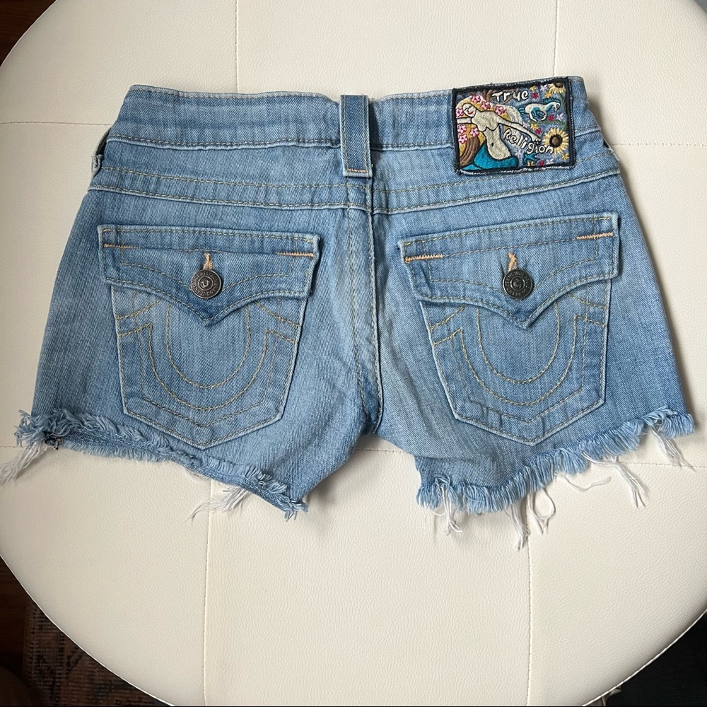 Gently used Size 24 True Religion Denim Shorts